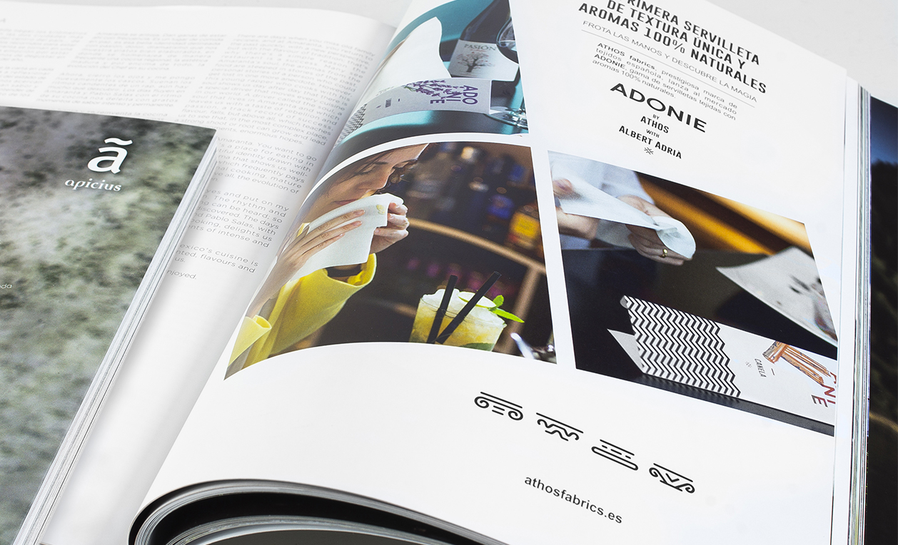 Fotografia y diseño publicitario. Adonie & ATHOS fabrics.